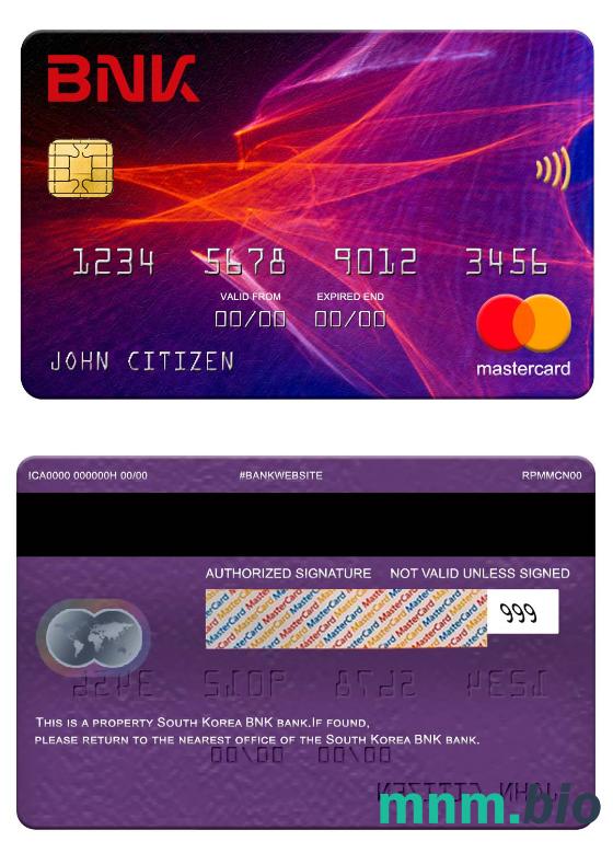 South Korea BNK bank przykład karty mastercard w formacie PSD